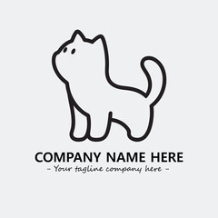 Cat illustration black and white for logo company vector image