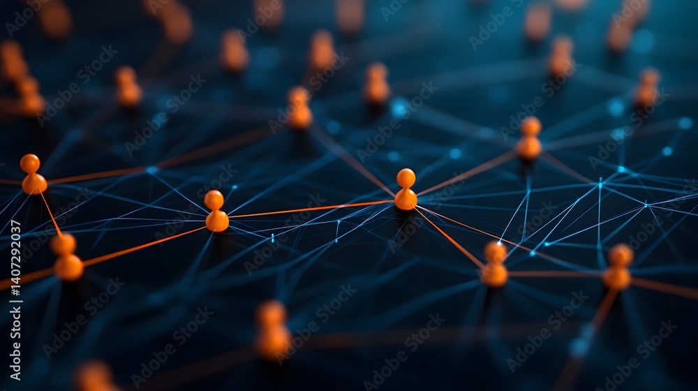 Poster interconnected network of digital data visualization showcasing global connectivity