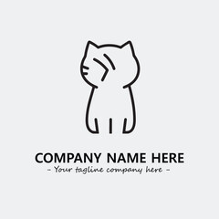 Cat illustration black and white for logo company vector image