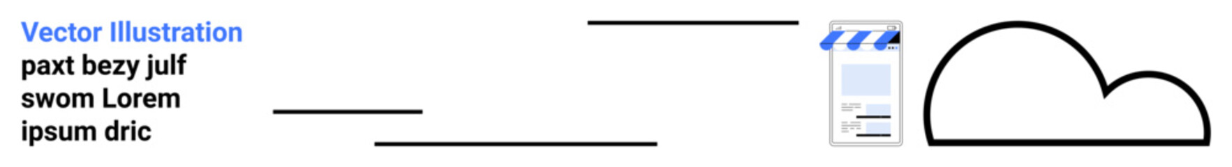 Cloud icon next to a video upload thumbnail and placeholder text. Ideal for media storage, content sharing, cloud solutions, video editing, streaming, tech services, simple landing page