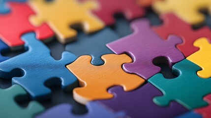 Fototapeta premium Interlocking Puzzle Pieces Representing Business Strategies and Systematic Problem-Solving