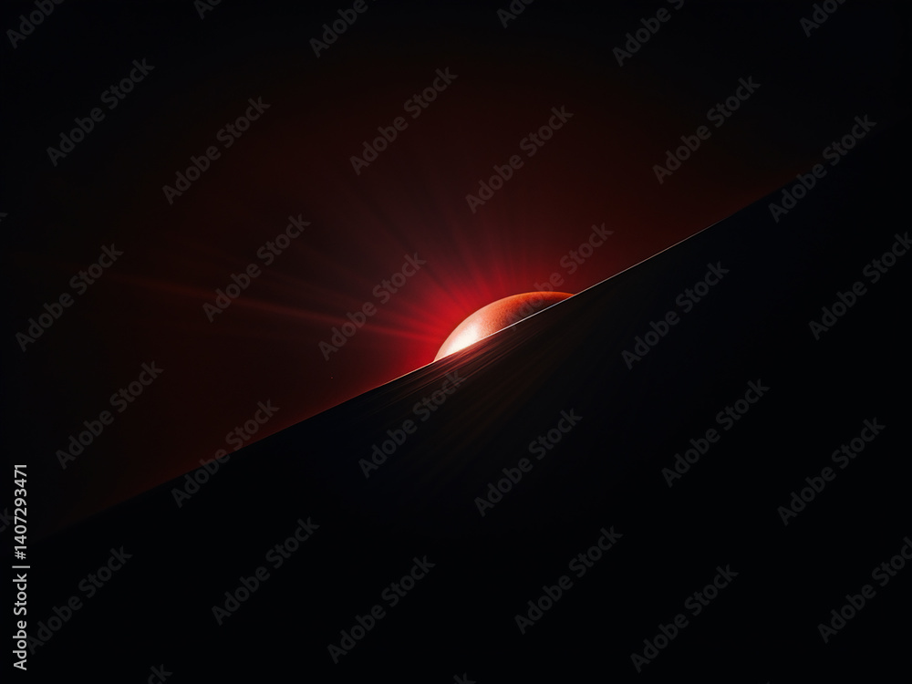Poster a lunar eclipse occurs with a shadow cone crossing, red light filtering during orbital alignment