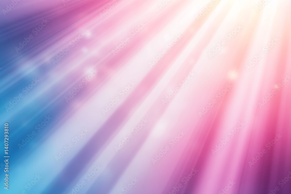 Poster A captivating blend of soft glow and diffused light beams radiating in various colors against a light gray backdrop, offering a modern and dreamy aesthetic