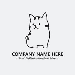 Cat illustration black and white for logo company vector image