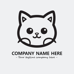 Cat illustration black and white for logo company vector image