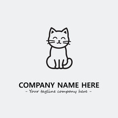 Cat illustration black and white for logo company vector image