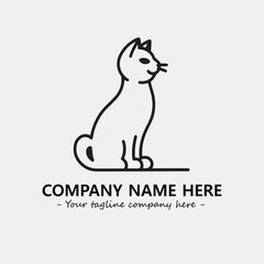Cat illustration black and white for logo company vector image