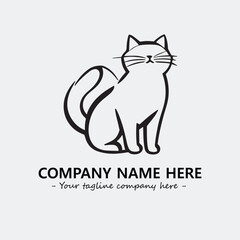 Cat illustration black and white for logo company vector image