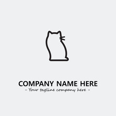 Cat illustration black and white for logo company vector image