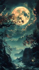 Mystical Moonlight Landscape