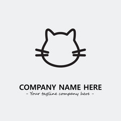 Cat illustration black and white for logo company vector image