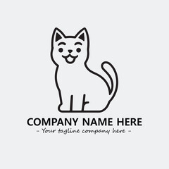 Cat illustration black and white for logo company vector image