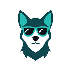 Vector art illustration of a dog wearing sunglass mascot logo.eps
