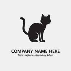 Cat illustration black and white for logo company vector image