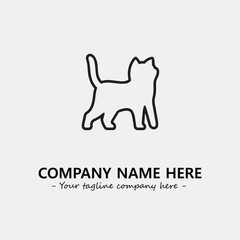 Cat illustration black and white for logo company vector image