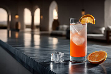 Refreshing Orange Cocktail in Elegant Setting 