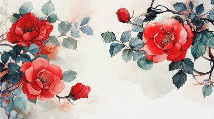 Elegant wedding invitation card background . Minimal hand painted watercolor botanical flowers texture template background. Design for wedding, vip cover, poster, rsvp moderncard.Valentine's Day