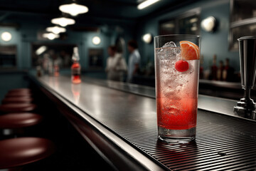 Refreshing Cocktail on Bar Counter 