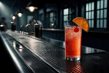 Refreshing Cocktail on Bar Counter