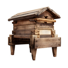 Wooden Beehive Structure Natural Honey Production Apiculture Rustic Isolated on Transparent Background