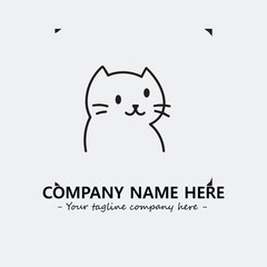 Cat illustration black and white for logo company vector image