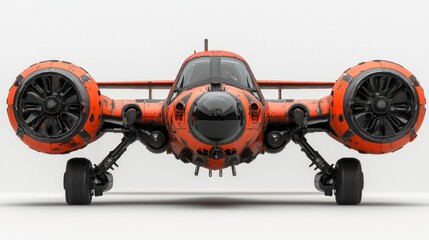 Futuristic Orange Aircraft: A 3D Render of a Sci-Fi Vehicle