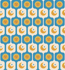 sun moon seamless pattern astrology astrological vector background sky wallpaper design