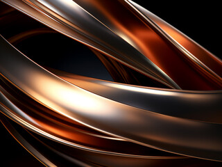 Metal ribbons twisting creating geometric patterns forming negative space with dynamic shadows