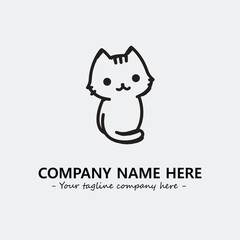 Cat illustration black and white for logo company vector image