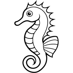 Seahorse Silhouette in Clean Line Art
