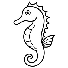 Seahorse Silhouette in Clean Line Art