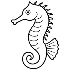 Seahorse Silhouette in Clean Line Art