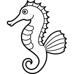 Seahorse Silhouette in Clean Line Art