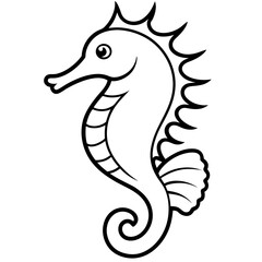 Seahorse Silhouette in Clean Line Art