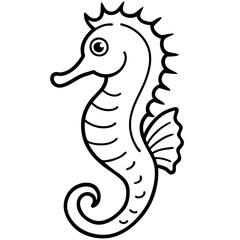Seahorse Silhouette in Clean Line Art