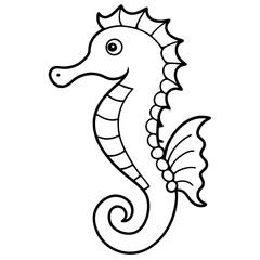 Seahorse Silhouette in Clean Line Art