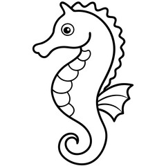 Seahorse Silhouette in Clean Line Art