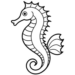 Seahorse Silhouette in Clean Line Art