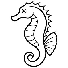 Seahorse Silhouette in Clean Line Art