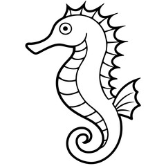 Seahorse Silhouette in Clean Line Art
