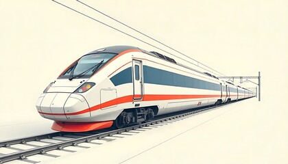 Fototapeta premium minimalistic art of bullet train flat drawing train seen from the front prepares to carry passengers quickly, safe, comfortable to their destination created with generative ai 
