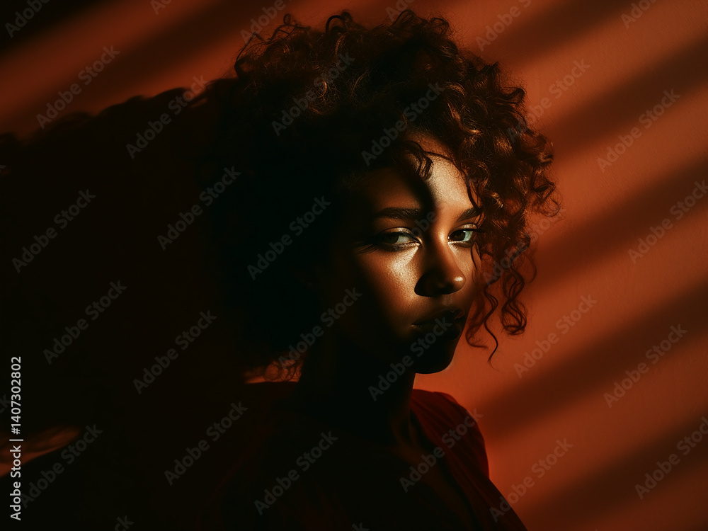 Poster merged shadows and soft colors blend in dark harmony to create a deep and moody atmosphere