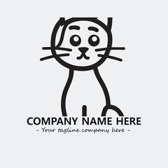 Cat illustration black and white for logo company vector image