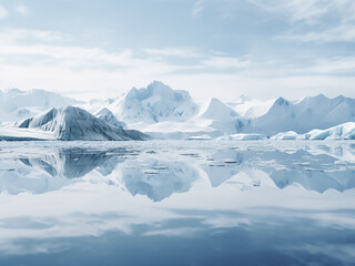 Obraz premium Vast snowy mountains with a glacier reflect white crevasses highlighting deep natural beauty