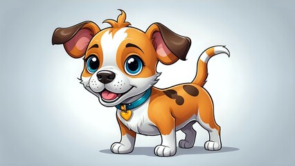 Fototapeta premium Cute Cartoon Puppy Standing with Happy Expression