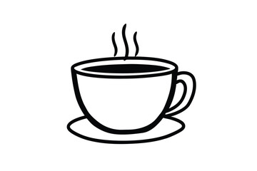 Stylized Coffee Cup Illustration With Steam And Black Outline Simple And Minimalist Design