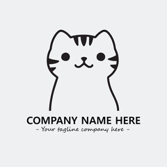 Cat illustration black and white for logo company vector image