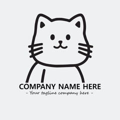 Cat illustration black and white for logo company vector image