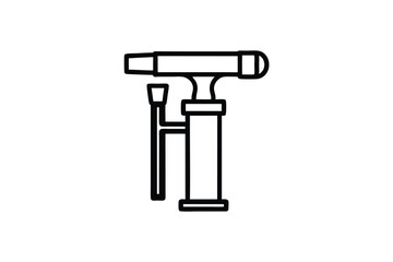 Hand Pump Vector Icon,Illustration Of Air Pump For Inflating Bicycle Tires In Outline Style,White Background