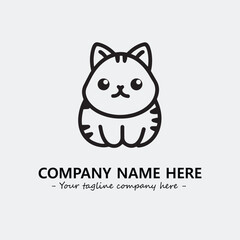 Cat illustration black and white for logo company vector image